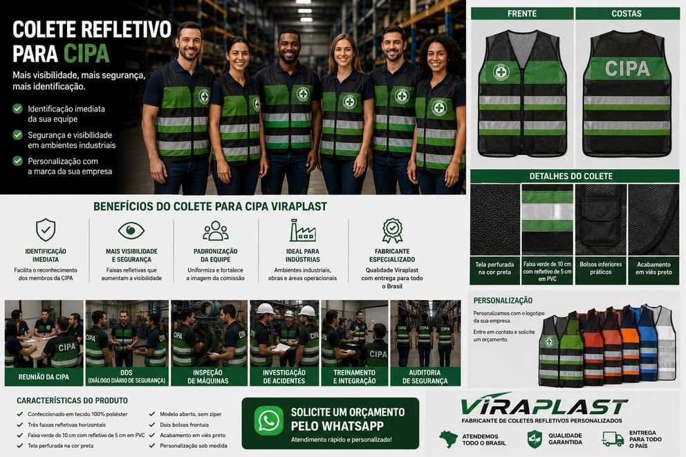 Coletes Refletivos da VIRAPLAST modelo CIPA